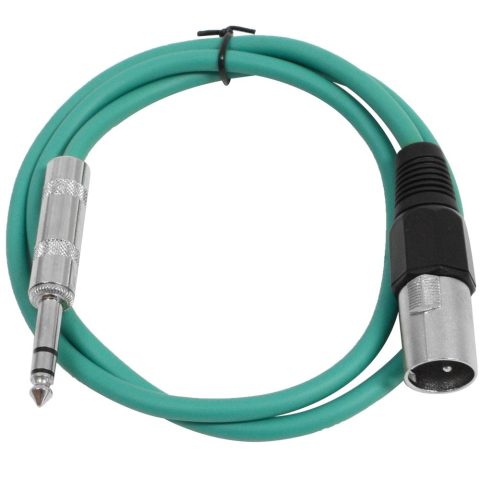 Seismic Audio – SATRXL-M3 – Green 3′ XLR Male to 1/4″ TRS Patch Cable