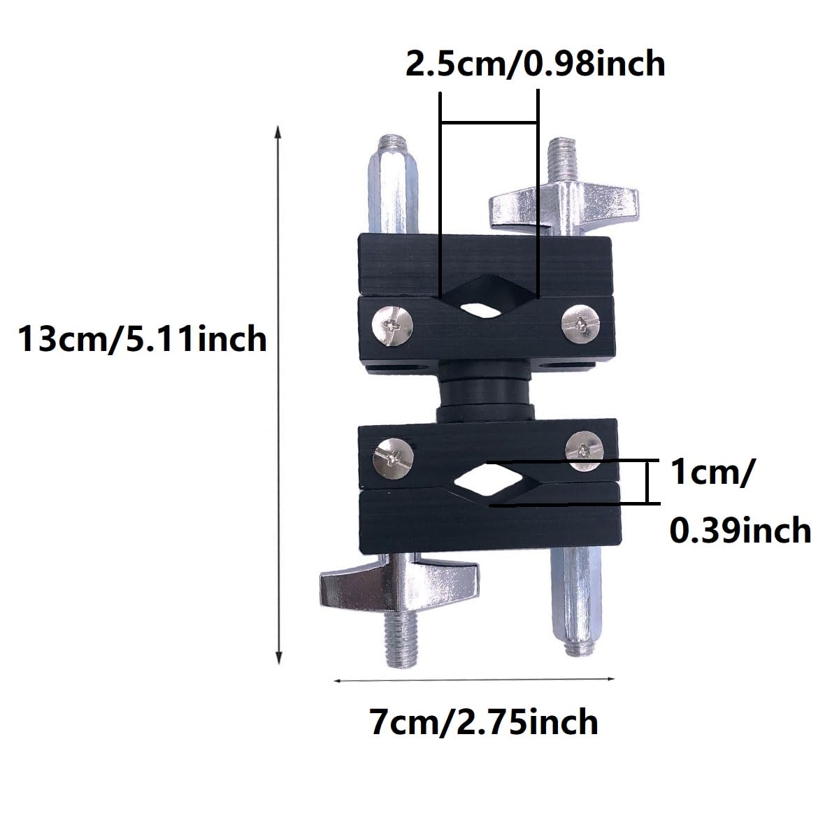 TUOREN Cymbal Stand Multi-Clamp, Rotating Multi Angle Dual Drum Rack Extension Clamp for Cymbal Boom Arm Percussion Mount Rod Drum Set Rack Pipe Mounting Hardware