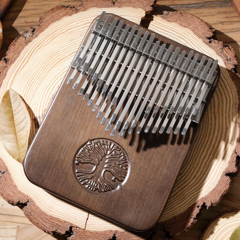HLURU 38-Key Double-Row Kalimba Thumb Piano with Pickup, Walnut, Life Tree