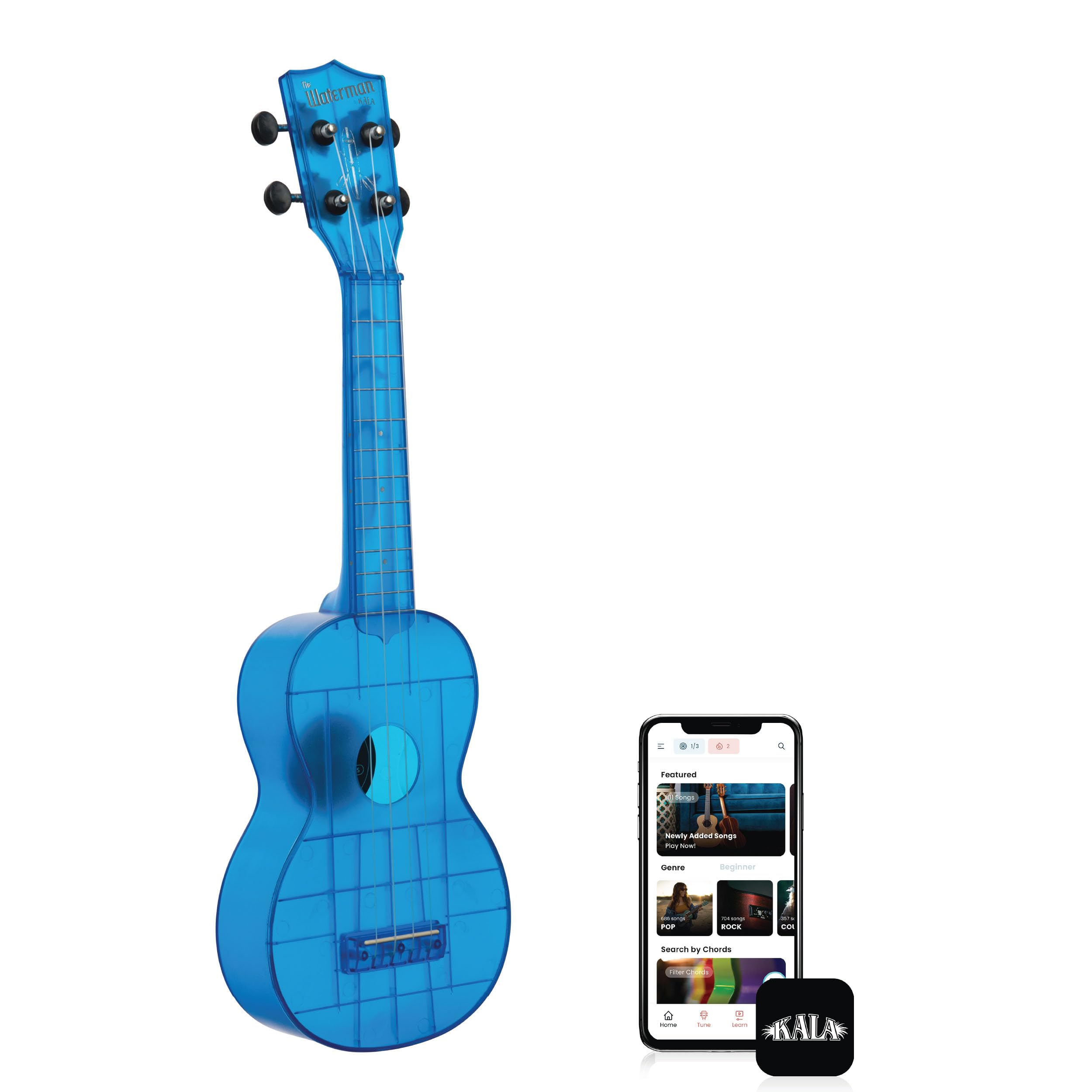 Kala KA-WMT Soprano Waterman Sea Glass Ukulele – Cobalt Blue