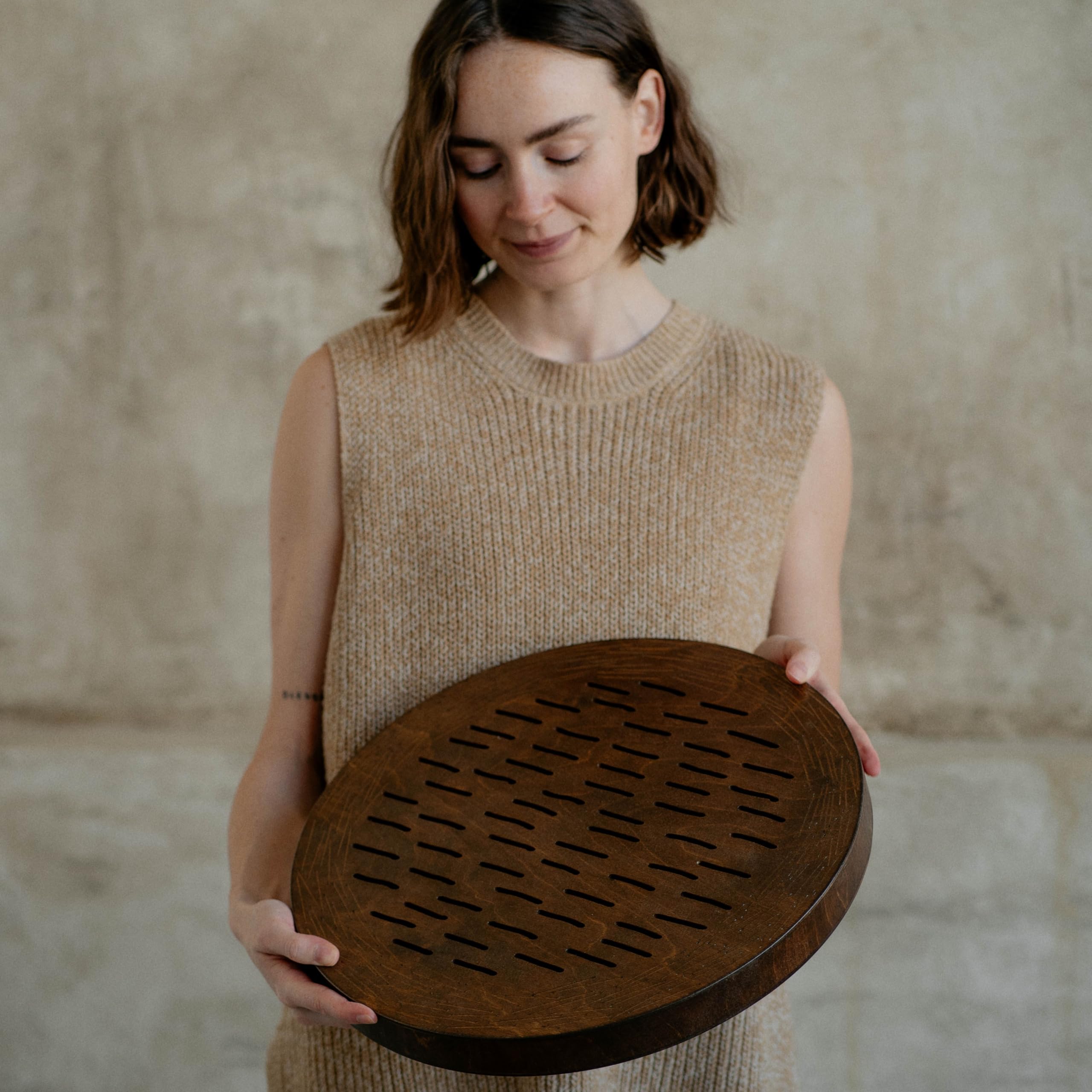 Nazar Drums Water-Fall Disc — Wooden Ocean Drum, Storm, 16″ (40 cm) | Long Water Ambience for Sound Bath, Meditation & Yoga | With Protective Bag