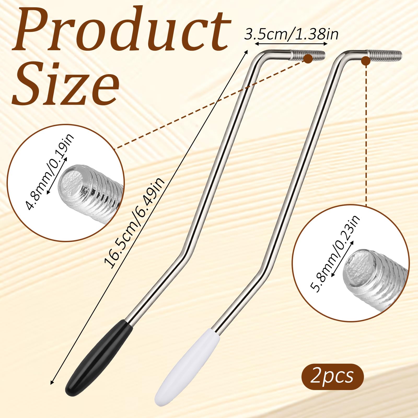 2 PCS 6mm & 5mm Whammy Bar for Electric Guitar, Thread Metal Single Guyker Tremolo Arm Whammy Bar with Tip Compatible with Stratocaster Electric Guitar Tremolo System(Silver, Black)