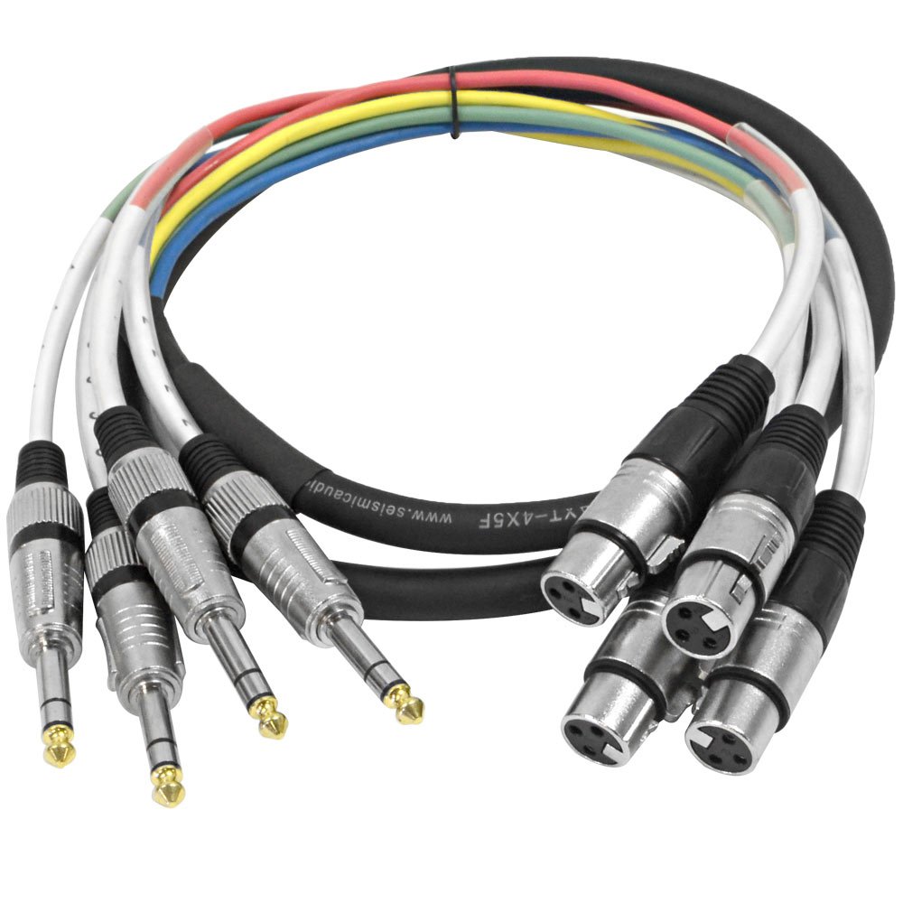 Seismic Audio – SAXT-4x5F – 4 Channel 1/4″ TRS to XLR Female Snake Cable – 5 Feet Long – Serviceable Ends – Pro Audio Effects Snake for Live Live, Recording, Studios, and Gigs – Patch, Amp, Mixer,