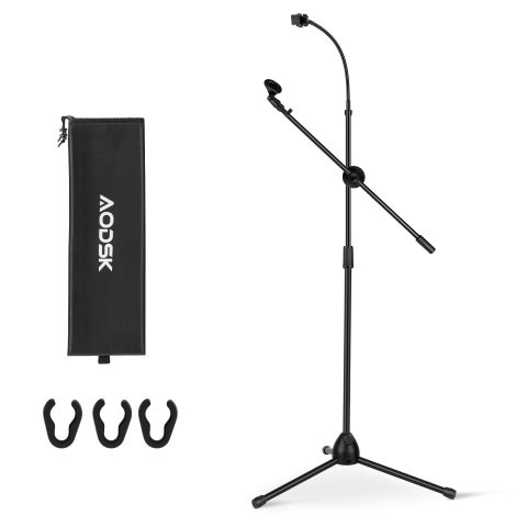 AODSK Deluxe Mic Stand Boom Tripod with Gooseneck & Twist Clutch,22″-68″