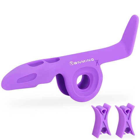 RANMING Violin Bow Holder for Practice– Silicone Hand Position Corrector Non-Slip Teaching Tool for Beginners Students Improve Bow Grip & Posture Violin Teaching Aid With 2 Bow Stopper Purple