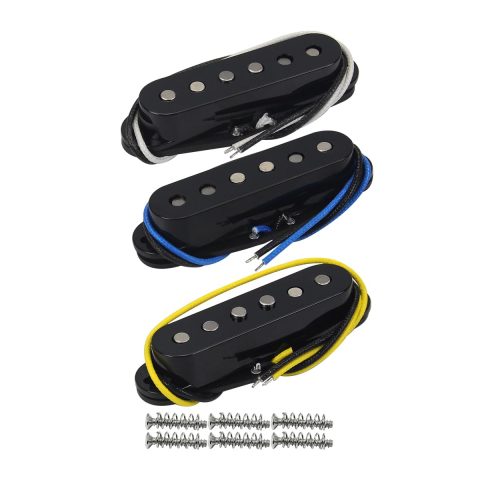 FLEOR Single Coil Pickup Alnico 5 Guitar Neck/Middle/Bridge Pickups Set Staggered, Black