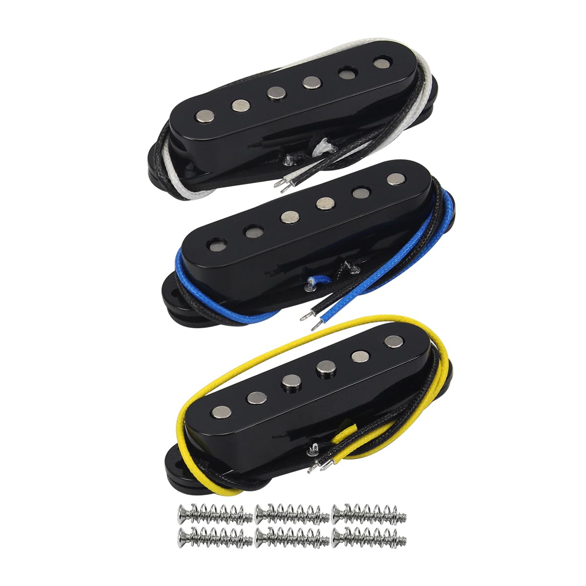 FLEOR Single Coil Pickup Alnico 5 Guitar Neck/Middle/Bridge Pickups Set Staggered, Black