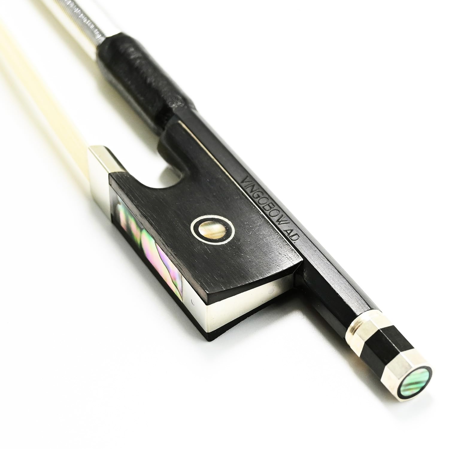 Carbon Fiber Violin Bow Full 4/4 Size VINGOBOW 100V Advanced Level 74.5cm 4 4 Parisian Eyes Ebony Frog Real Mongolian White Horse Hair Warm Clear Tone Straight Smooth Screw Great Flexibility