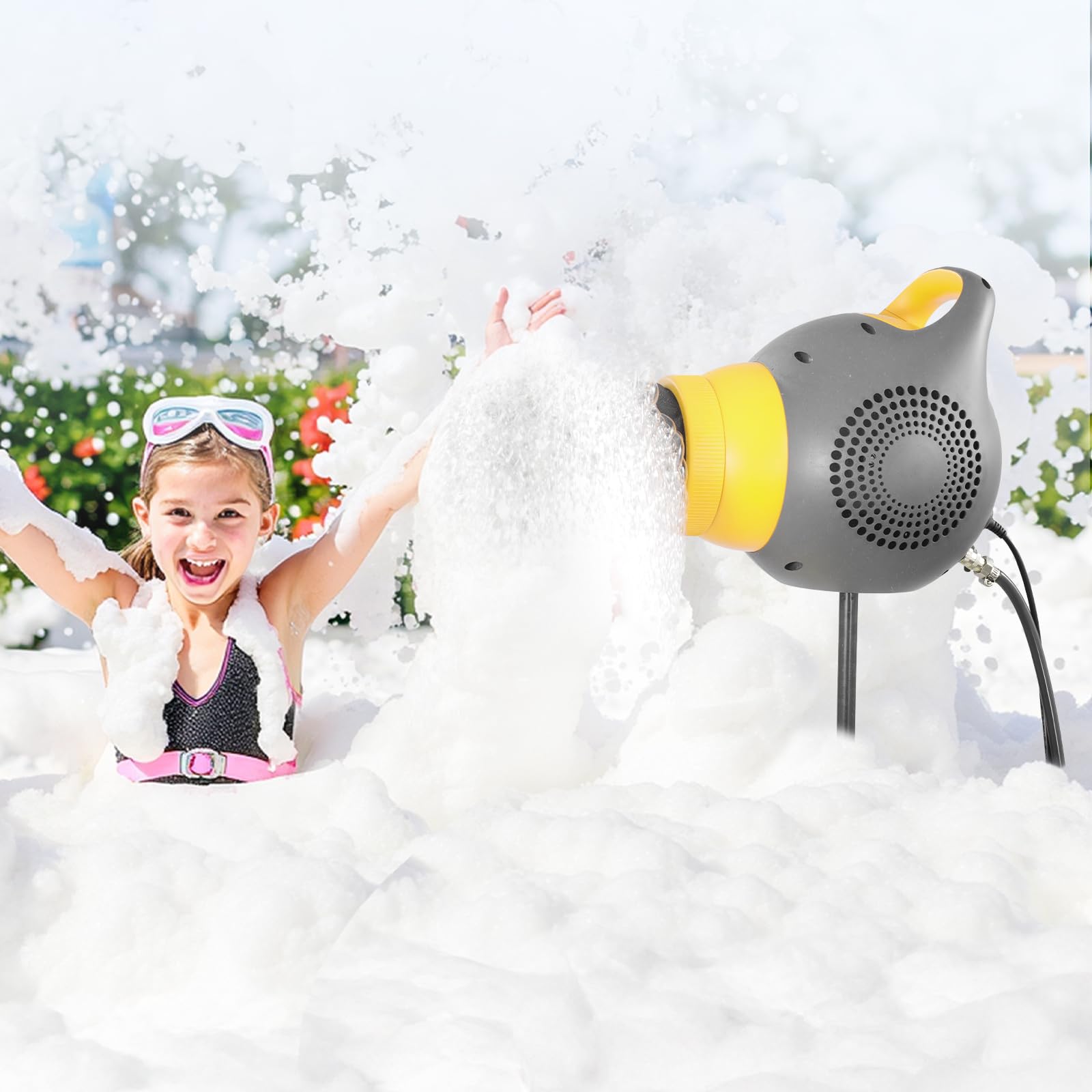 Vevor Foam Machine, 115 W Party Foam Cannon, Portable Foam Maker with Tripod Stand, Backyard, Pool, Outdoor Events, Birthdays, Celebrations, Grey and Yellow