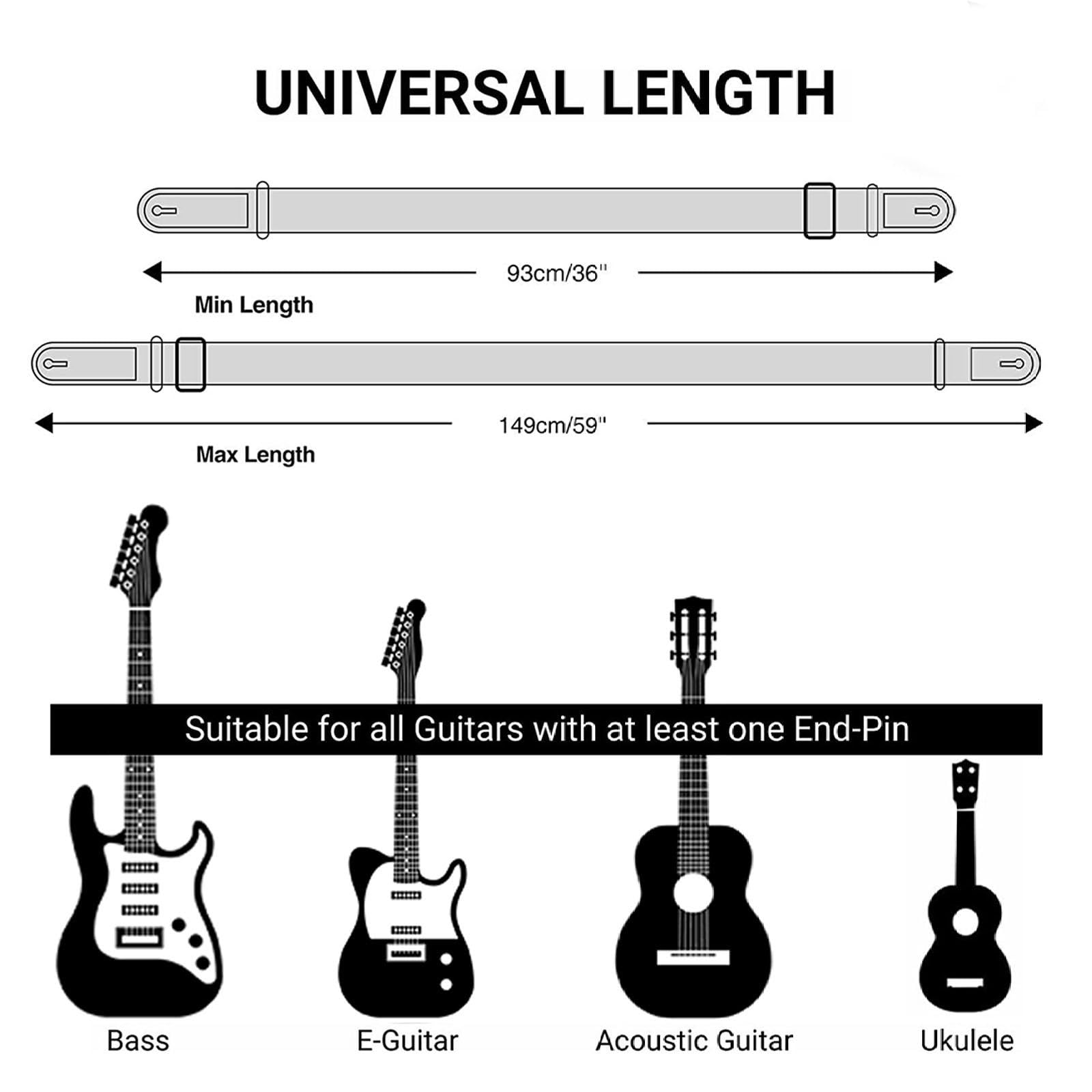 HSIAHOU Guitar Strap Electric Guitar Straps Personalized Rainbow Strap with Funny Cat Design, Polyester Cotton Material, Adjustable 90cm-155cm, One Size