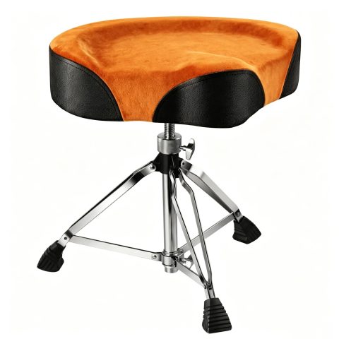 Augioth Height Adjustable Drum Stool, Memory Foam,Orange Velvet