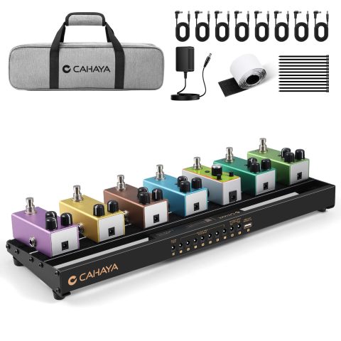 CAHAYA Portable Guitar Pedal Board with Built-in Power Supply 19.1″ x 5.1