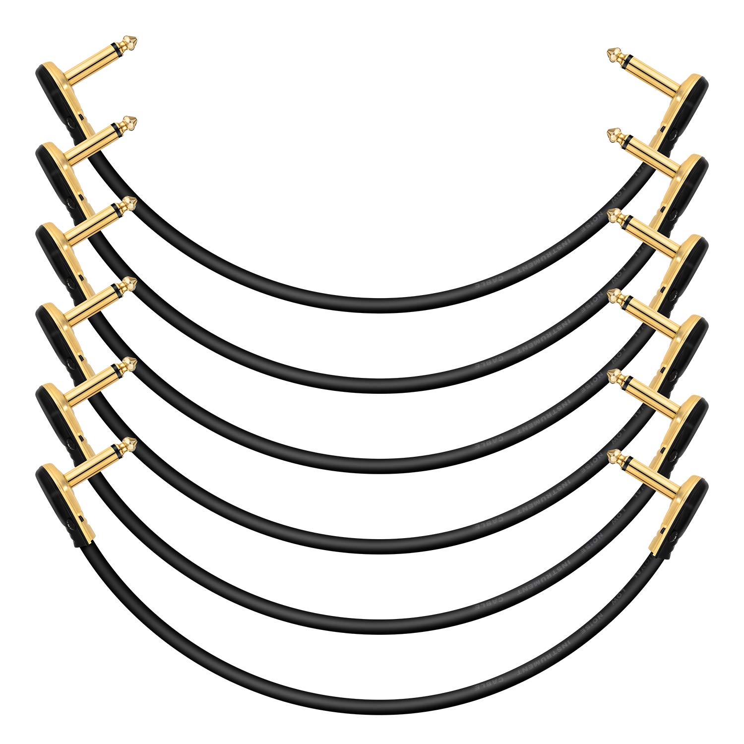 Donner Guitar Patch Cables Right Angle 12 Inch 30cm 1/4 Instrument Cables for Effect Pedals 6 Pack