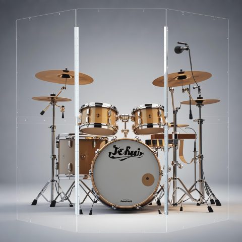 Portable Drum Shield | 3 Panels 2ft x 5ft | Factory-Installed Full-Length Stainless Steel Hinges | Acrylic Drum Sound Barrier | Cage for Church (3 Panels)
