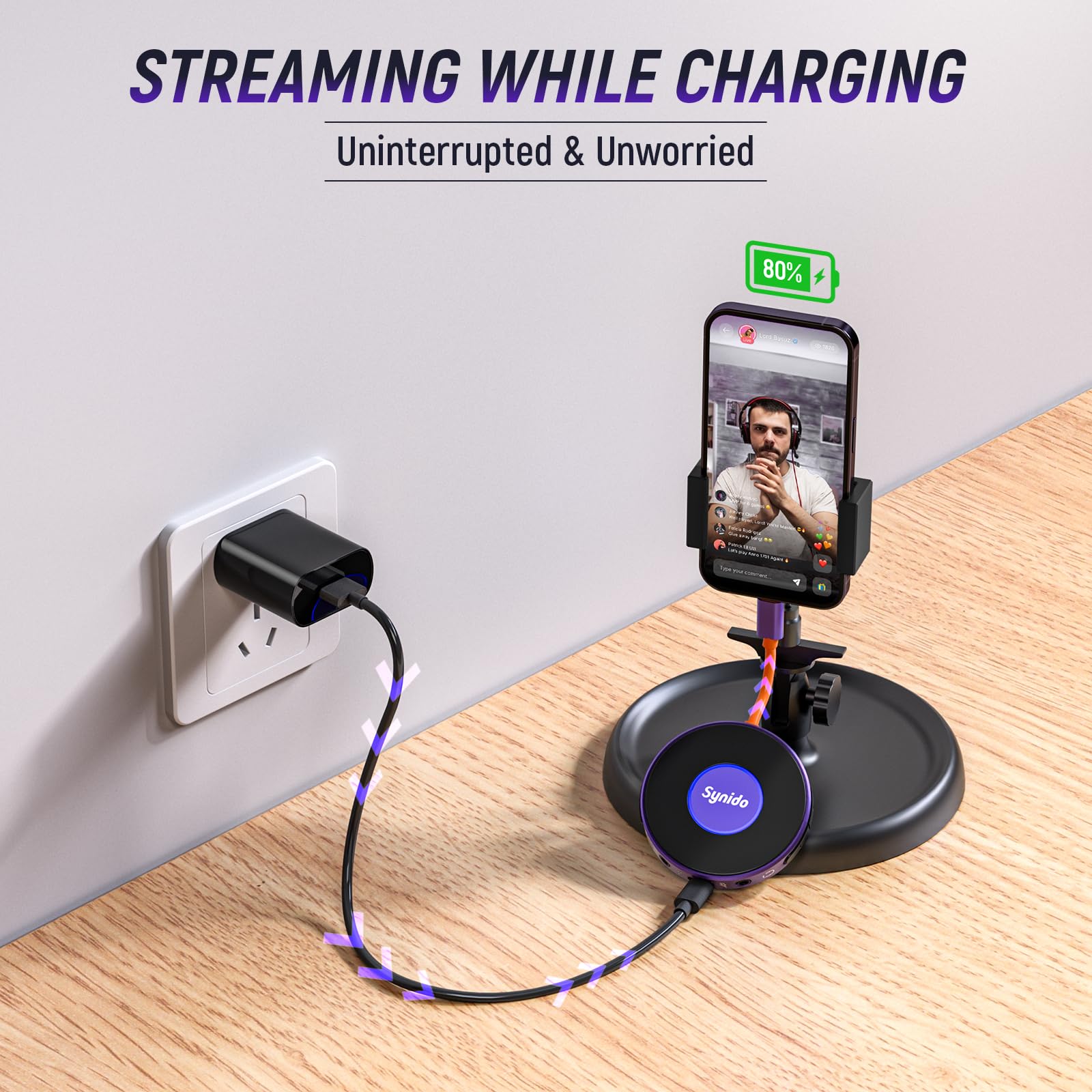 Synido A10 Portable USB-C Audio Interface for Guitar & DJ Recording
