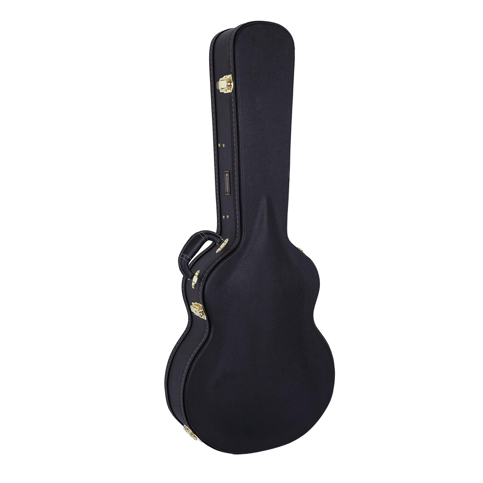 Crossrock Arch-Top Wood Case for OM/Martin 000-14 Fret Guitars, Black (CRW600OMBK)