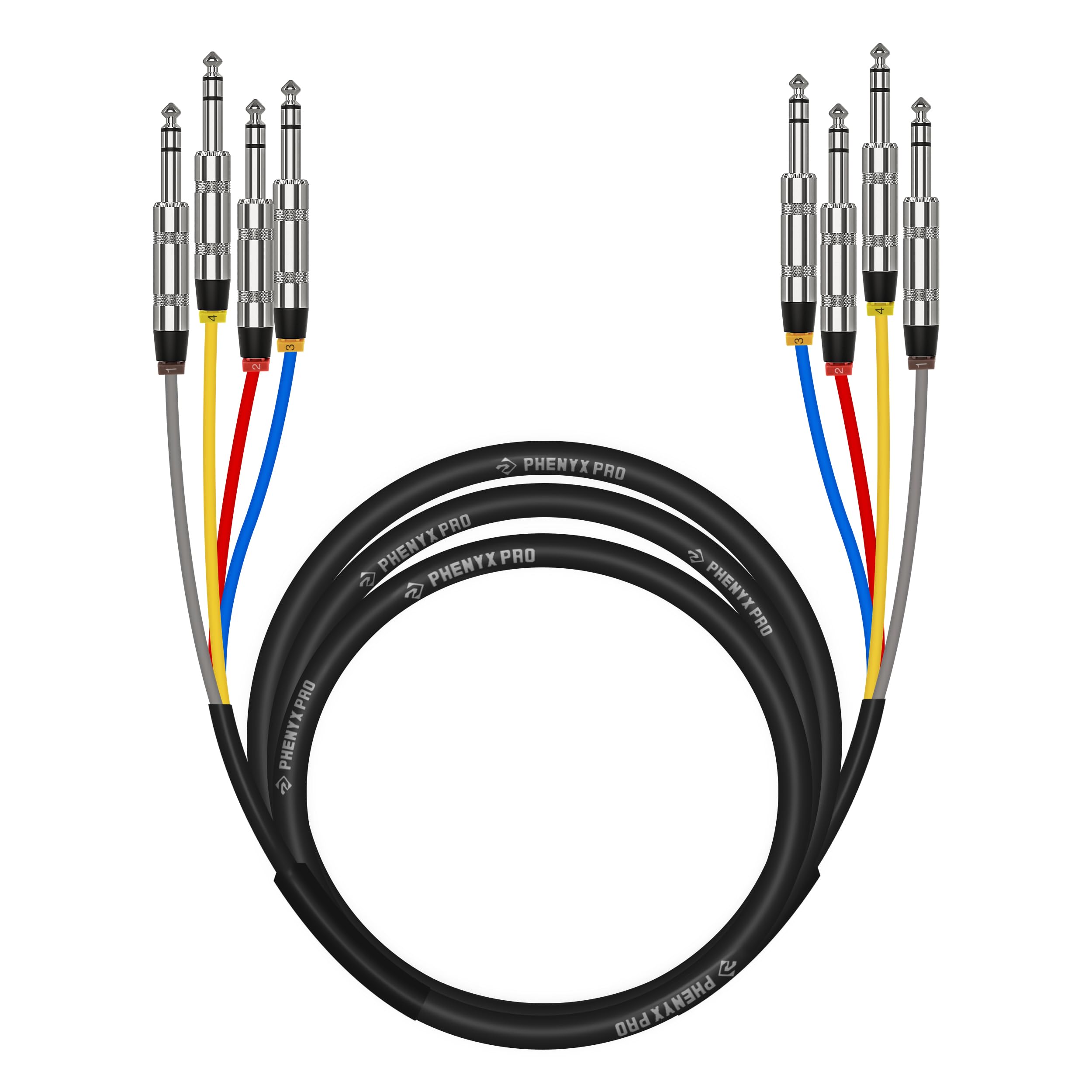 Phenyx Pro 4-Channel 1/4” TRS Snake Cable 10 ft PCBL-QR4IN1-10