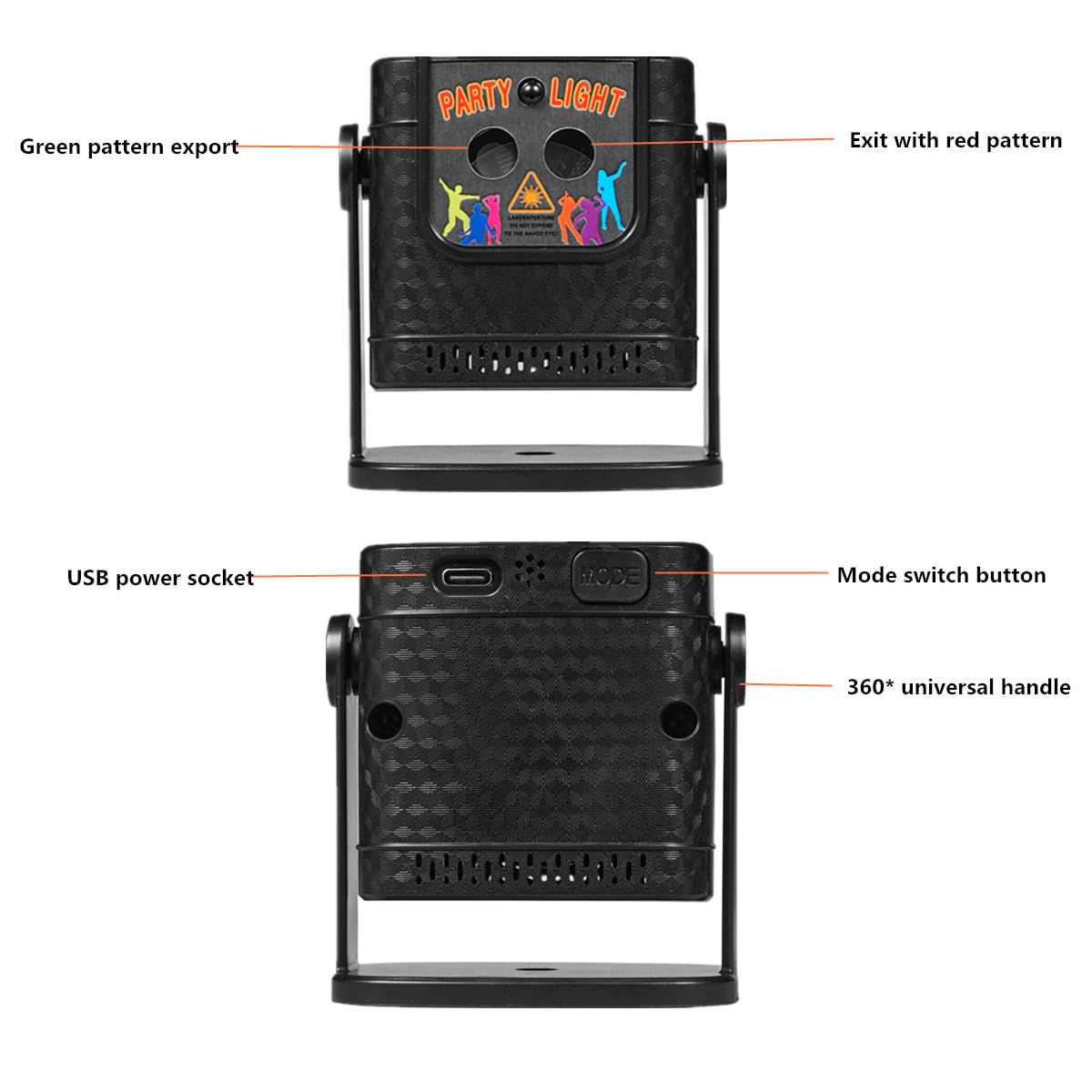Party light DJ disco lights, laser stroboscopic light USB-powered projectors and remote controls, portable family gatherings, camping, Christmas and Halloween illuminated parties, festival small gifts