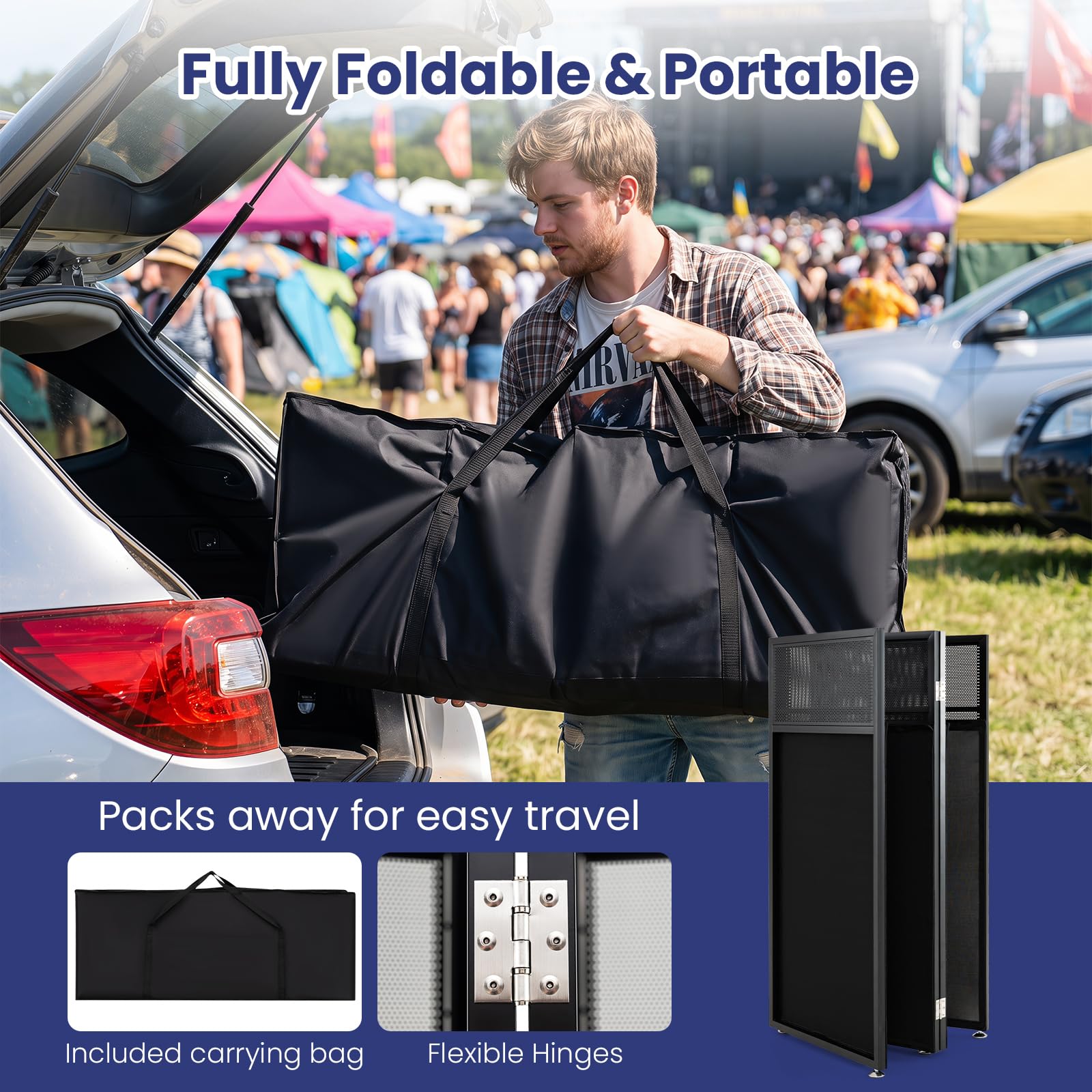 Goplus Portable DJ Facade Booth with Scrims & Carrying Bag (Standard)