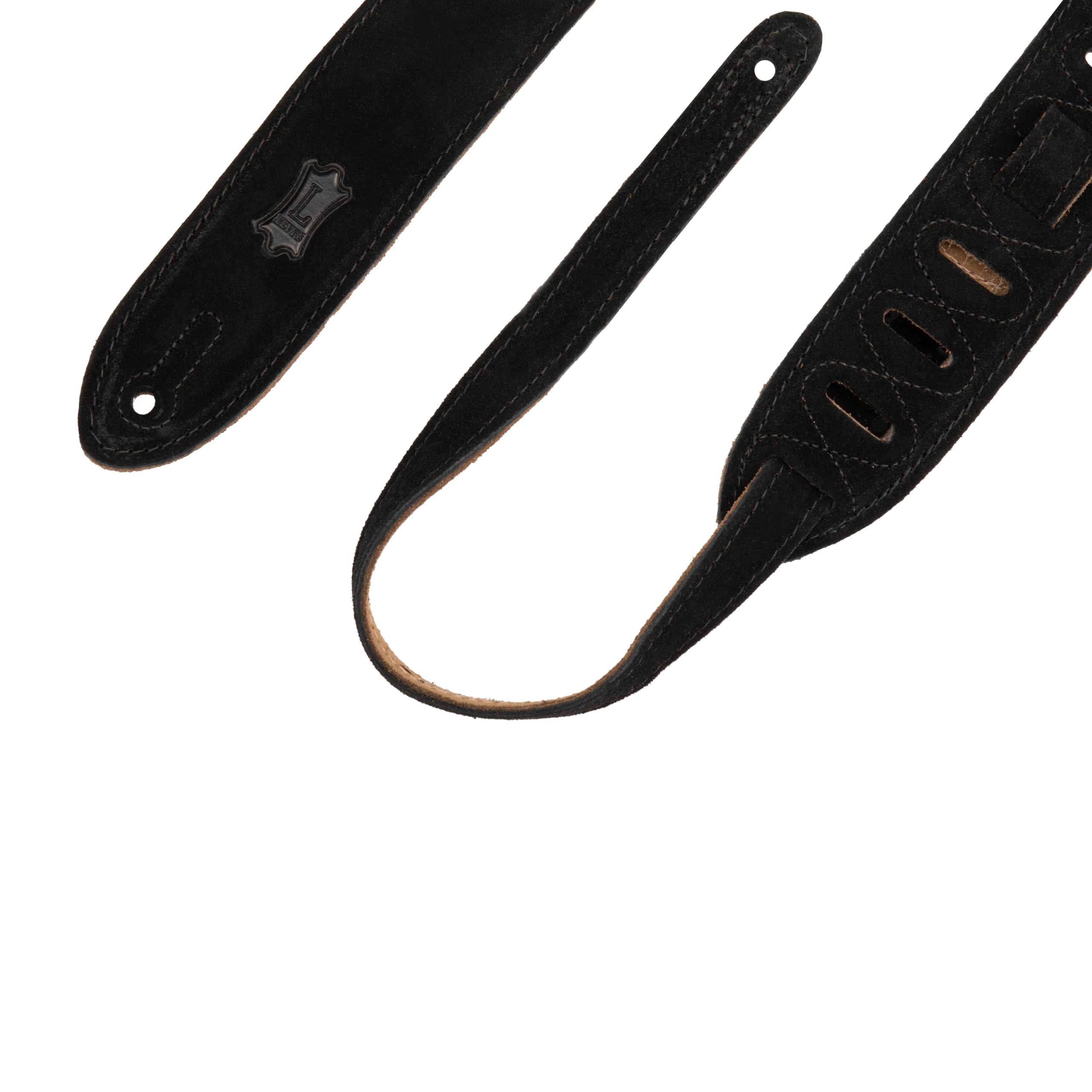 Levy’s Leathers Simply Suede Series 2″ Guitar Strap with Loop and Ladder Height Adjustment, Black (MS12-BLK)