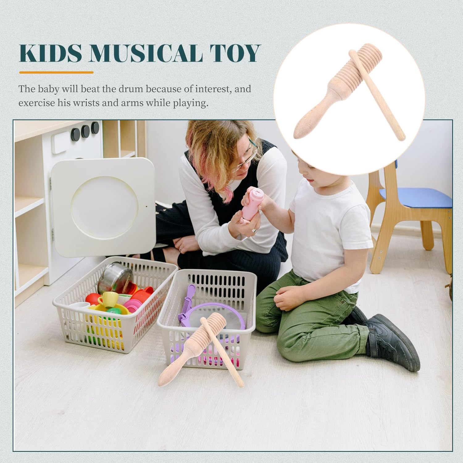 Guiro Instrument 1 Set Wooden Guiro Percussion Instrument Tone Block Musical Instrument Wood Tambourine for Kids and Adults Percussion Baby Musical