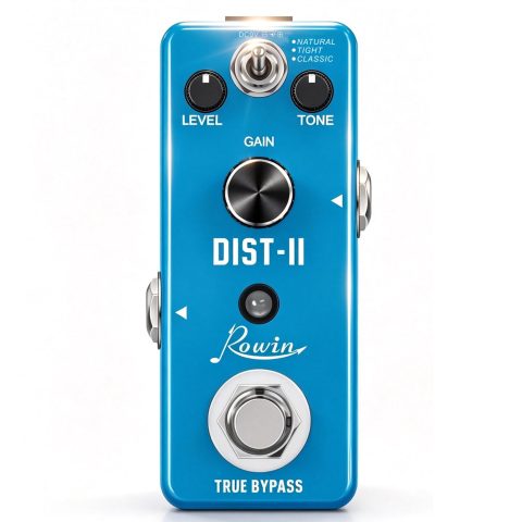Rowin Distortion Guitar Effect Pedal Mini Analog Solo Distortion Pedal for Electric Guitar True Bypass DC 9V Blue LEF-301B