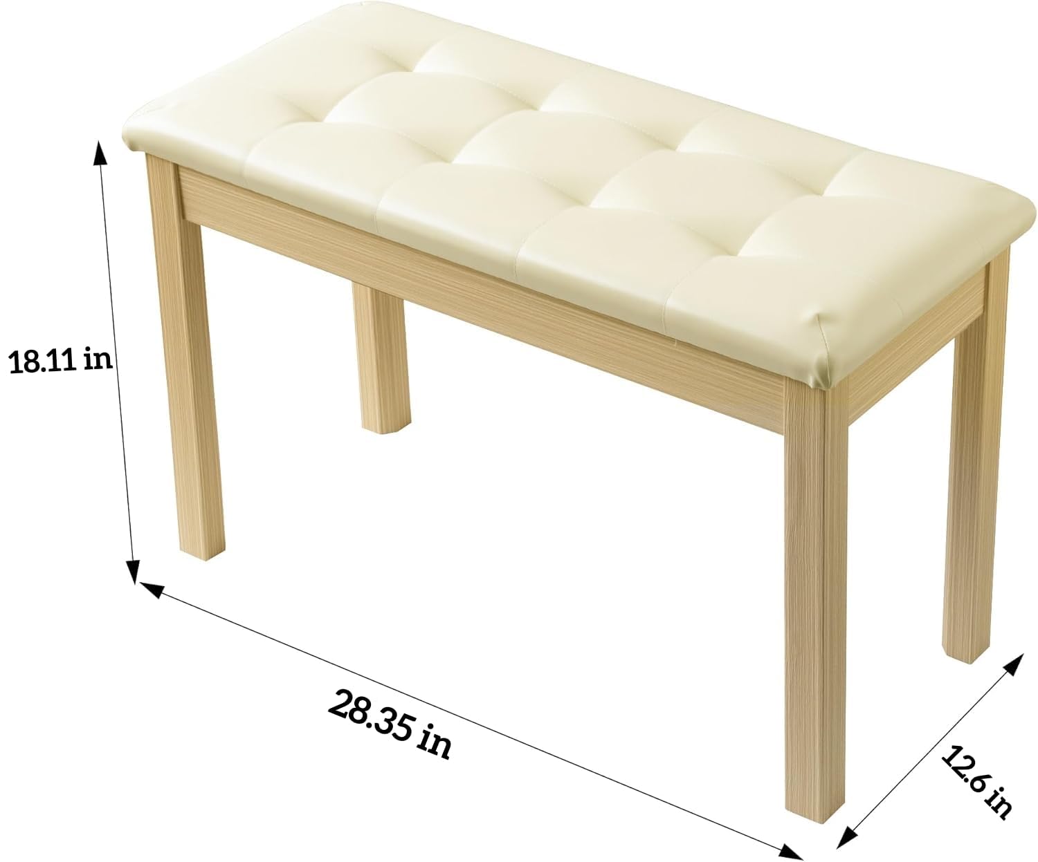ZHRUNS Duet Piano Bench Wooden Keyboard Bench with Storage Compartment, 29”Piano Chair Seat with Padded Cushion, Long Piano Stool Beige