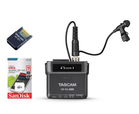 Tascam DR-10L Pro Portable Recorder Bundle, with Tascam AK-BT1 Bluetooth Adaptor and 16GB SD Card