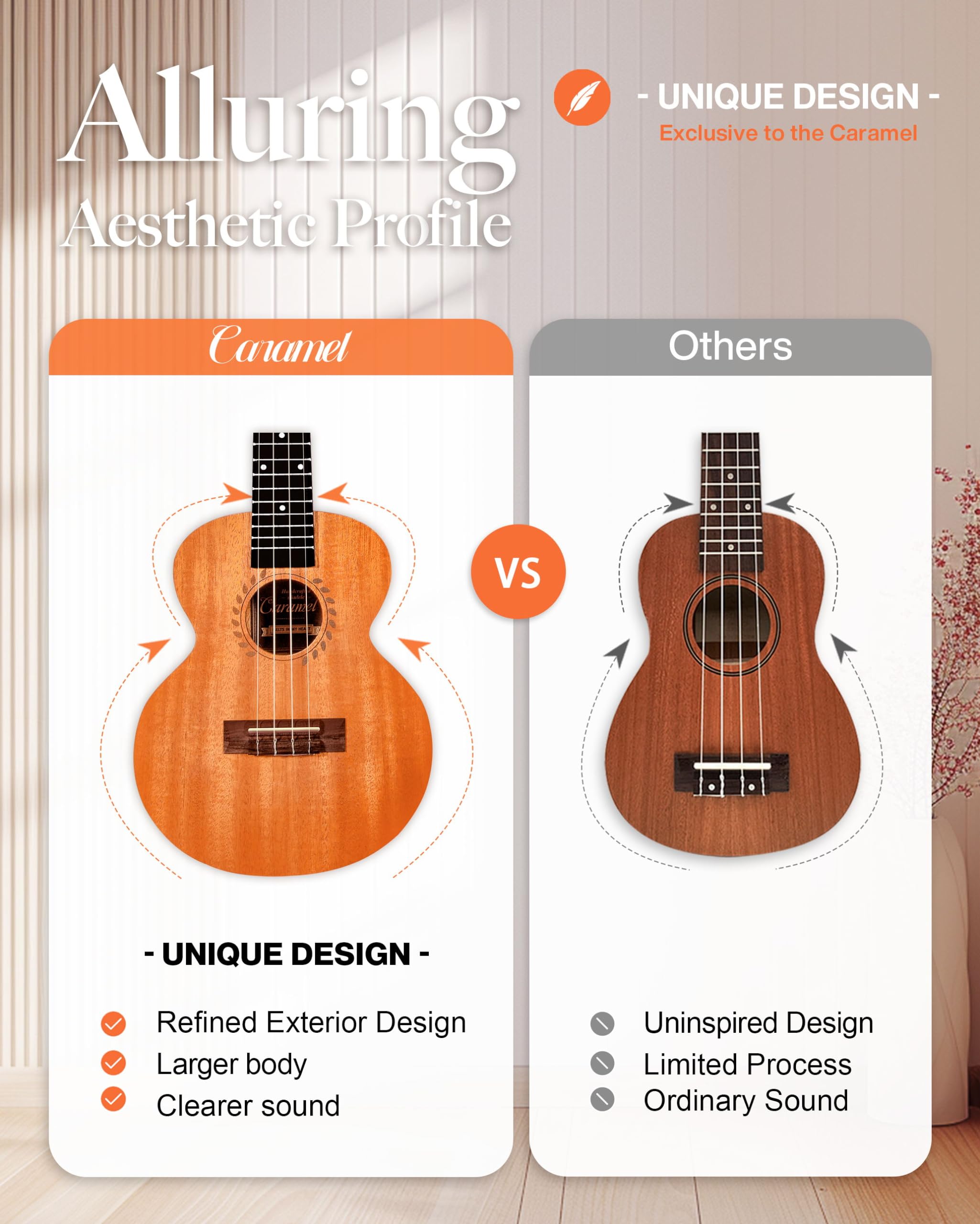 Caramel Tenor Ukulele TAM48 Mahogany Ukelele for Beginners