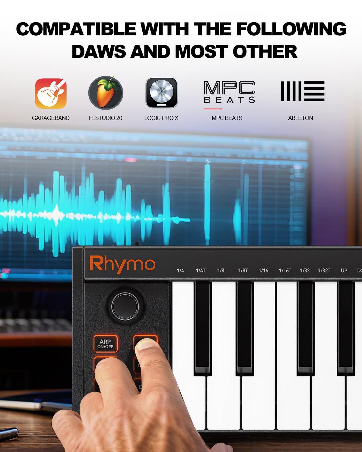 25 Key MIDI Keyboard Controller Portable USB MIDI Controller with Arpeggiator, Velocity Sensitive Keys, Beat Maker for Beginners – Compatible with GarageBand, FL Studio, Ableton Live