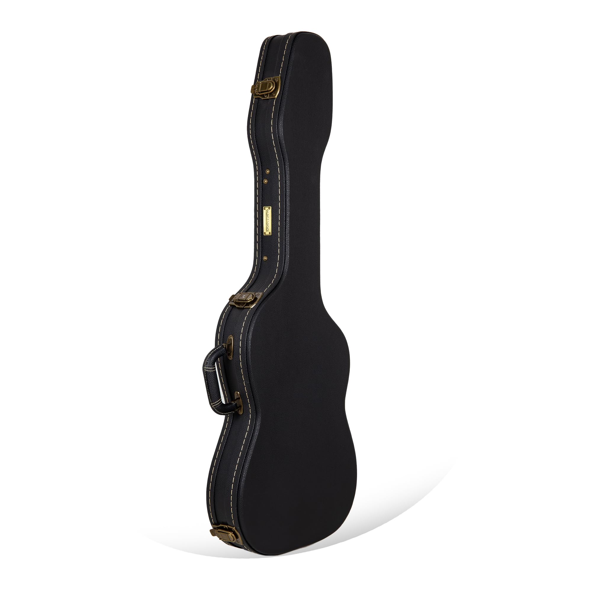 Crossrock Wooden Guitar Case -Fits Telecaster and Stratocaster Styles of Guitars -Vintage Hardware, Sponge Lining, Storage Space-Black (CRW520STBK)