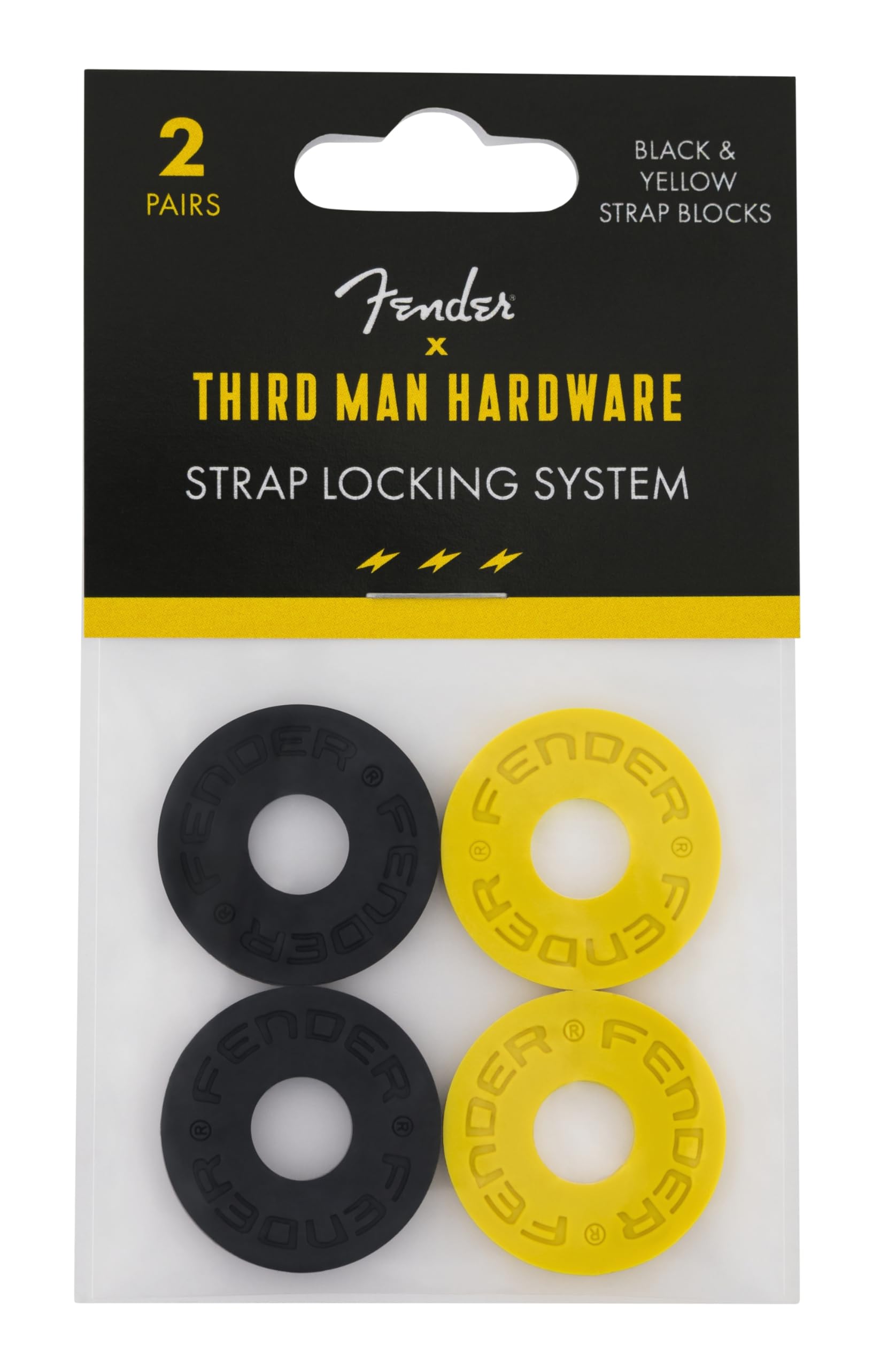 Fender 0990819030 Strap Blocks Third Man Records, 2 x Black and 2 x Yellow