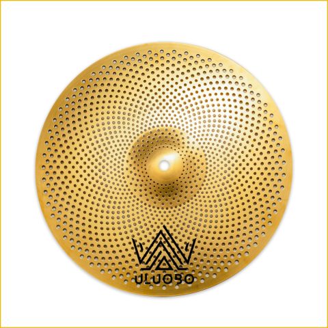 ULUOBO 18 inch Low Volume Crash Ride Cymbal, Quiet Silent Crash-Ride for Drum Practice (Gold, 1 Pieces)