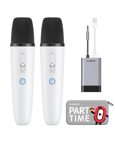 Tesla Karaoke Microphone for Tesla with Portable Case, Car Karaoke Microphone with USB A Receiver for Tesla Model Y/3/S/X, Wireless Singing Mic with 3.5mm Jack for Cars, Speakers (2 Mics+1 Case)