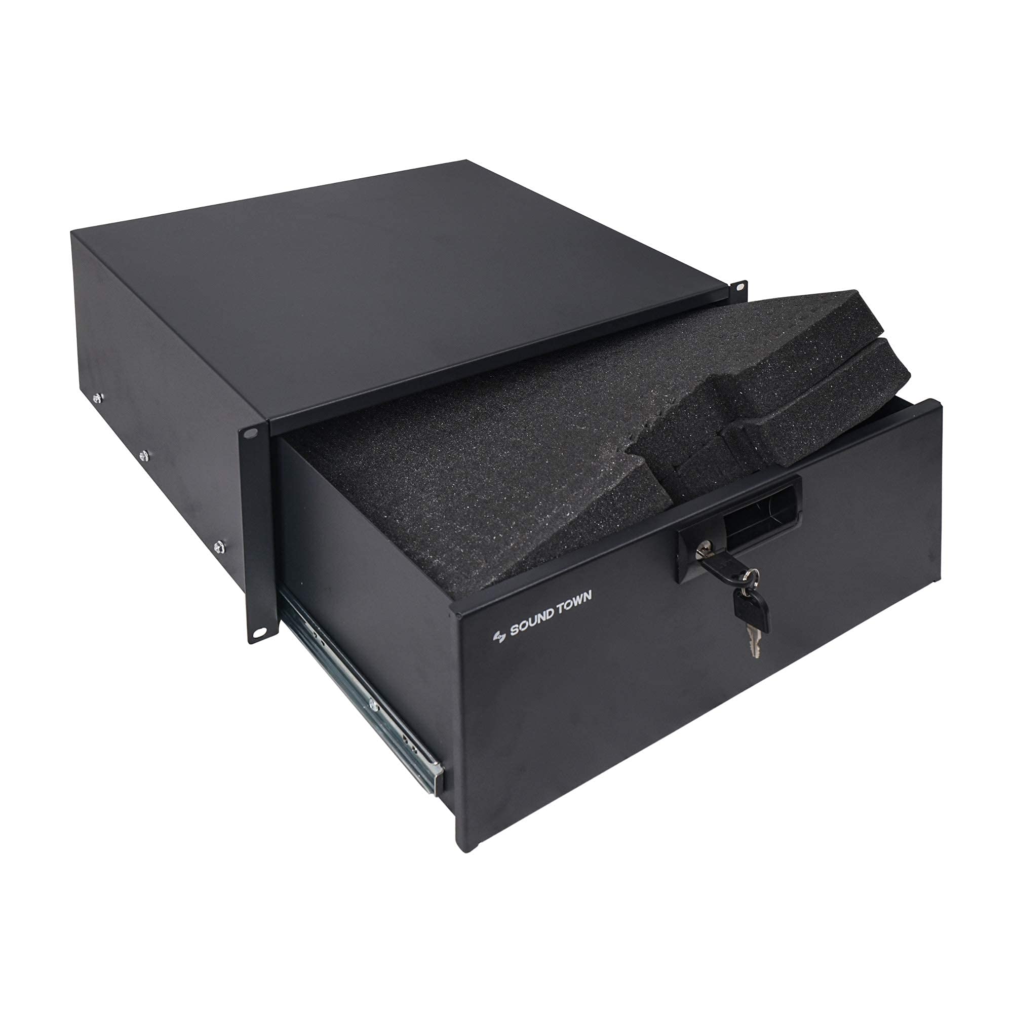 Sound Town 19-inch 4U Locking Rack Drawer, with Protection Foam (STRD-4D)
