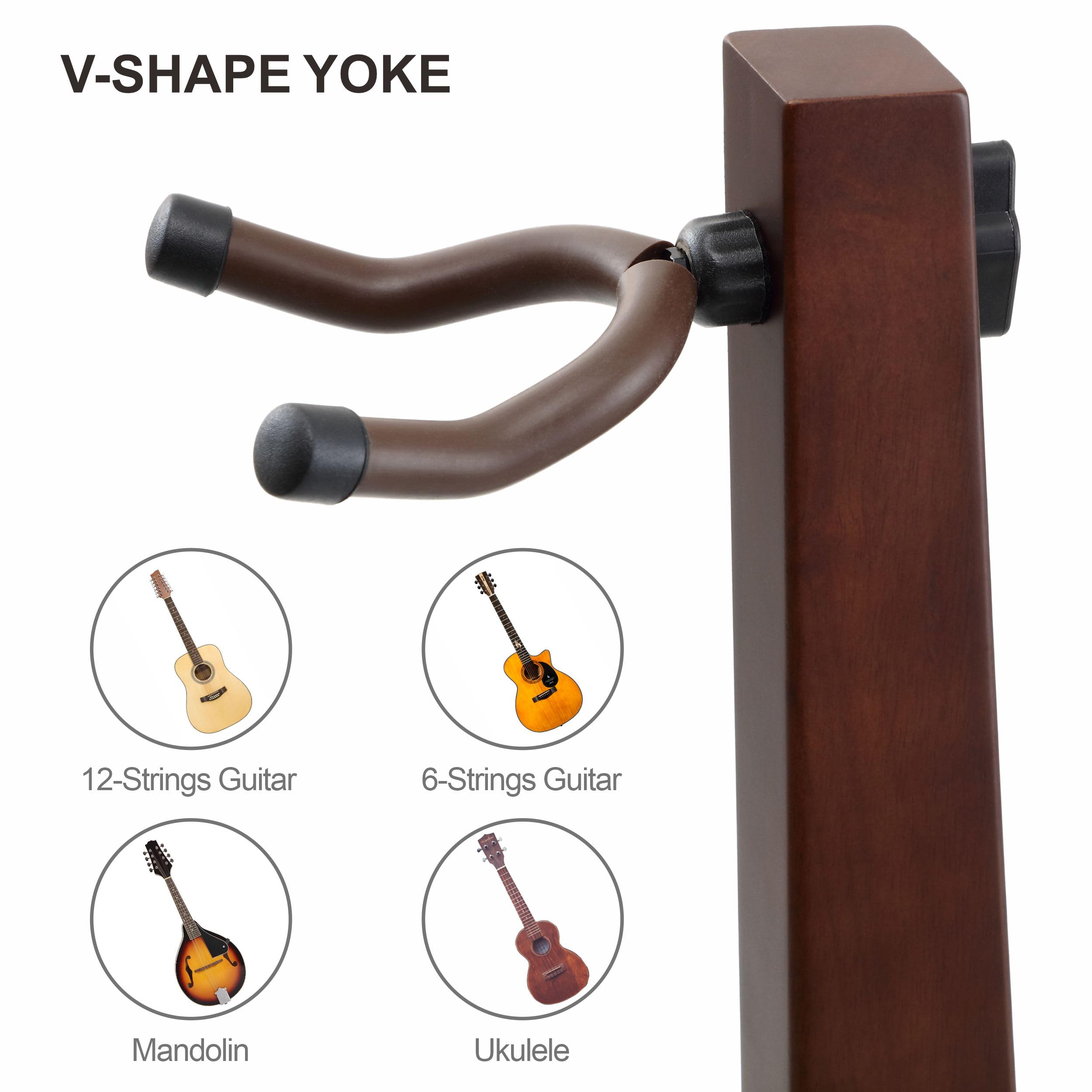 Nefelibata Wooden Guitar Stand – Handmade German Ash Solid Semi-curved Design Wood Stand Floor, Best for Acoustic guitars, Classical guitars, Banjos, Mandolins(Brown)