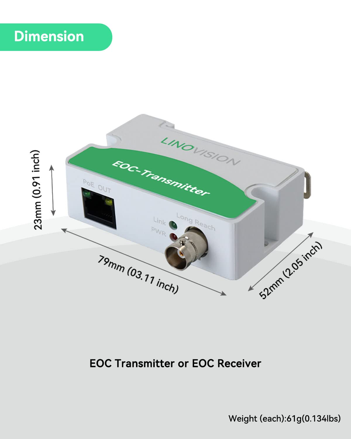 LNOVISION LongReach PoE over Coax EoC Converter, IP over Coax (10 Pack)