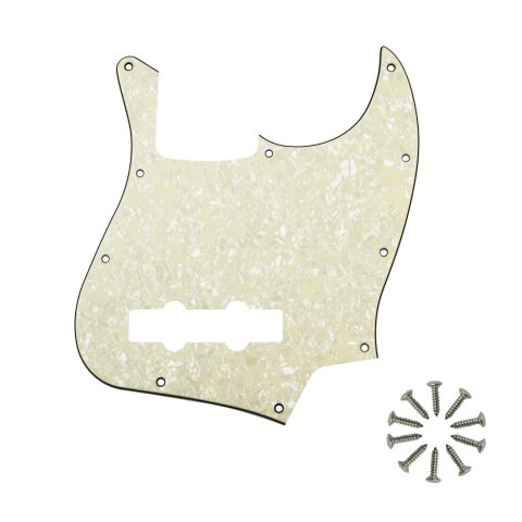 Phrilam 10-Hole Jazz Bass Pickguard for FD 4 String Bass, Aged Pearl 4Ply