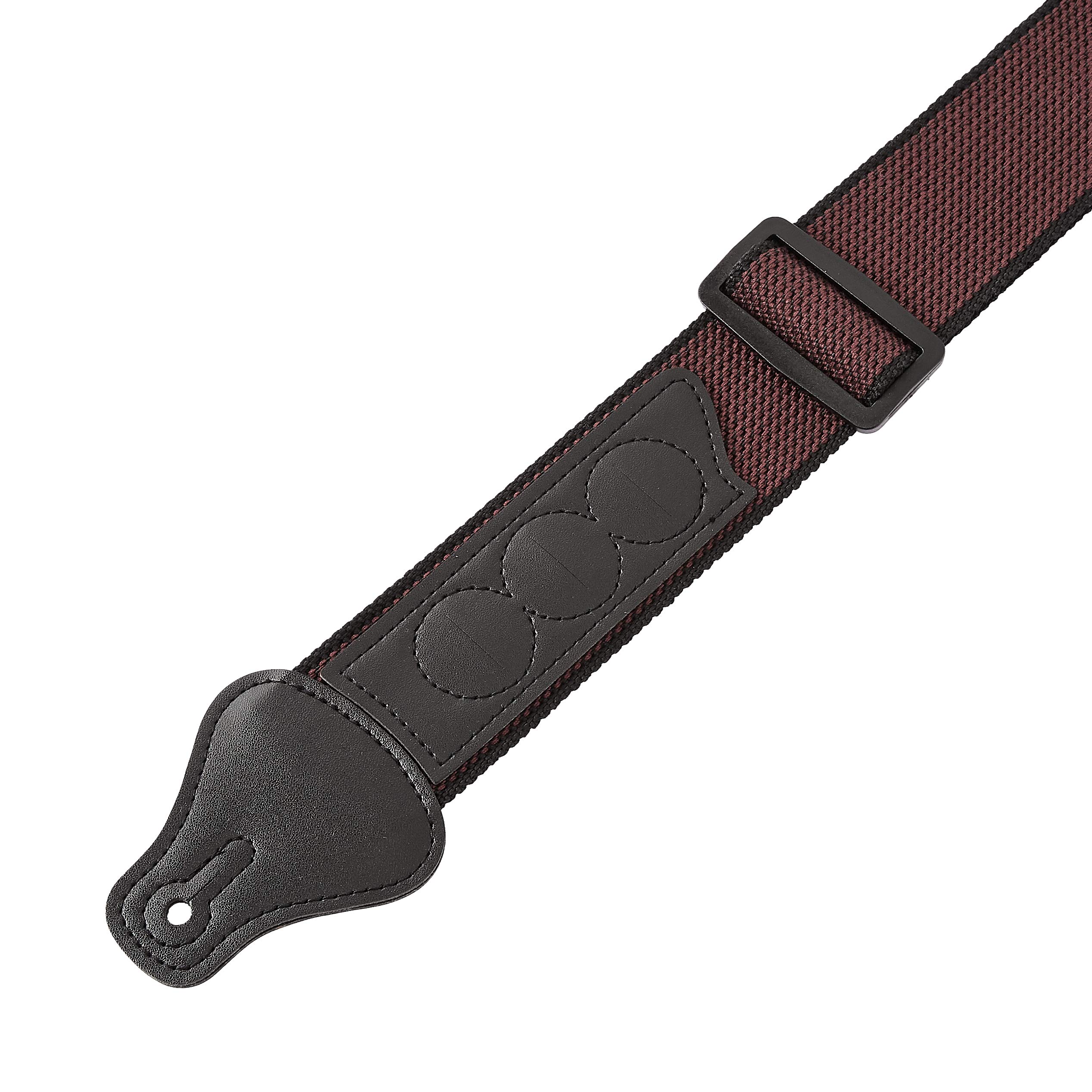 Amazon Basics Adjustable Guitar Strap For Electric/Acoustic Guitar/Bass – Includes 3 Pick Holders – Cotton Strap, Red