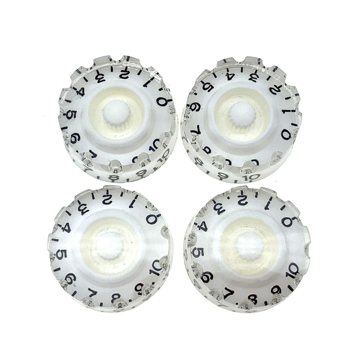 Dopro Set of 4 White Knurled Metric LP Guitar Speed Dial Knobs Control Knobs for Epi Les Paul/Import Guitar Bass w/Coarse 5.8mm Split Pots