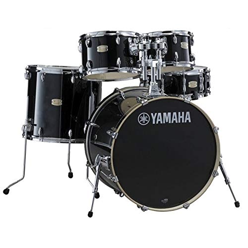 Yamaha Stage Custom Birch 5pc Drum Shell Pack With a 20″ Kick Drum and 14” Snare Drum in Raven Black For Students and Working Drummers (SBP0F50RB)