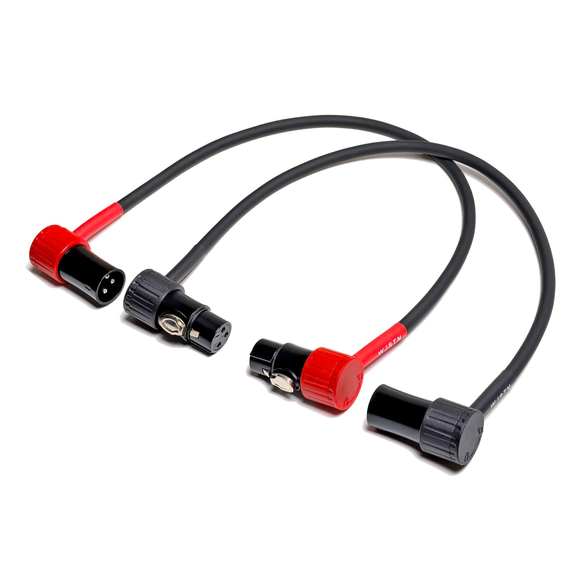 WJSTN 3-Pin Female Right Angle XLR to 3-Pin Male Right Angle XLR Cable 100° Adjustable, Professional Audio Balanced Interconnect for Microphones, Mixers, Speakers -, 2-Pack (1Feet)