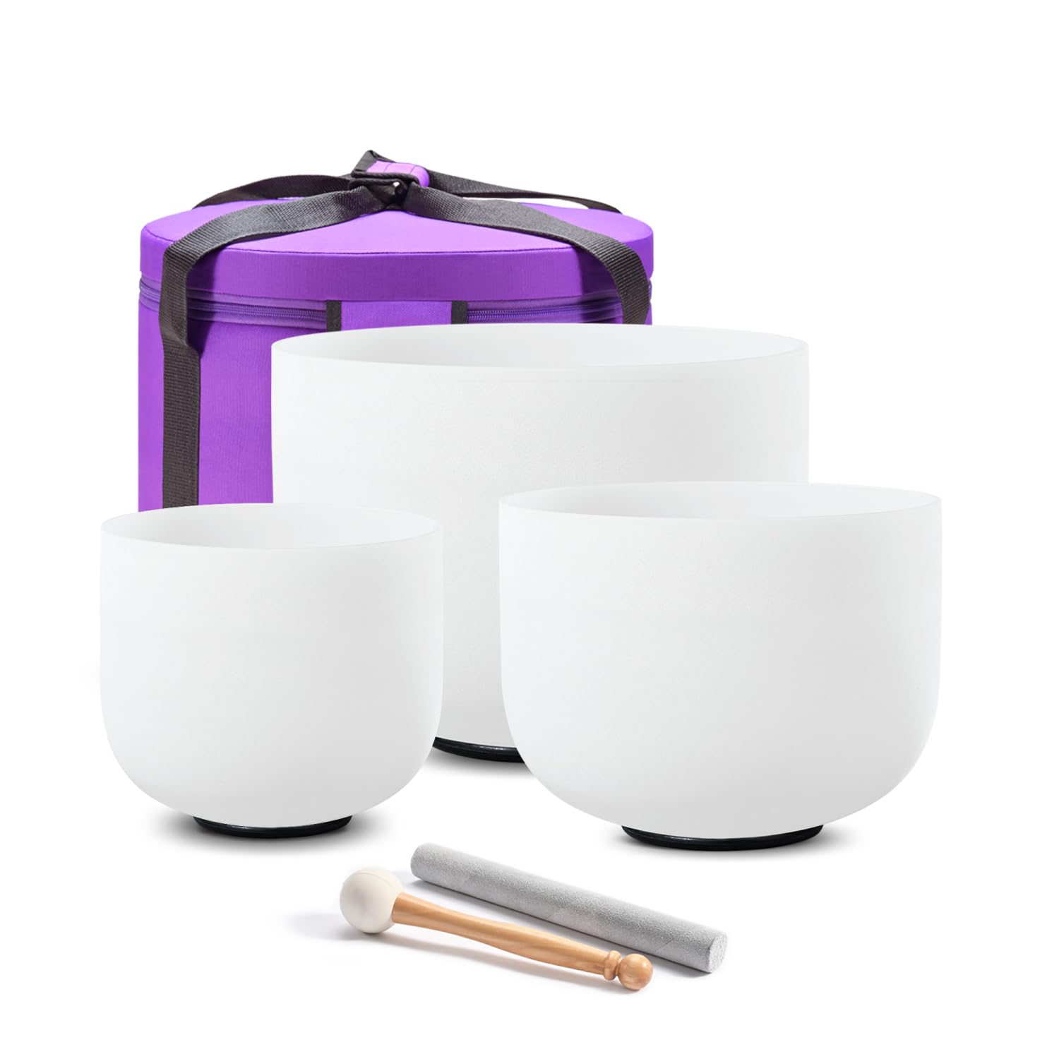 CVNC CRYSTAL SINGING BOWLS SET of 3 440HZ 7″ G 9″ E and 11″ C