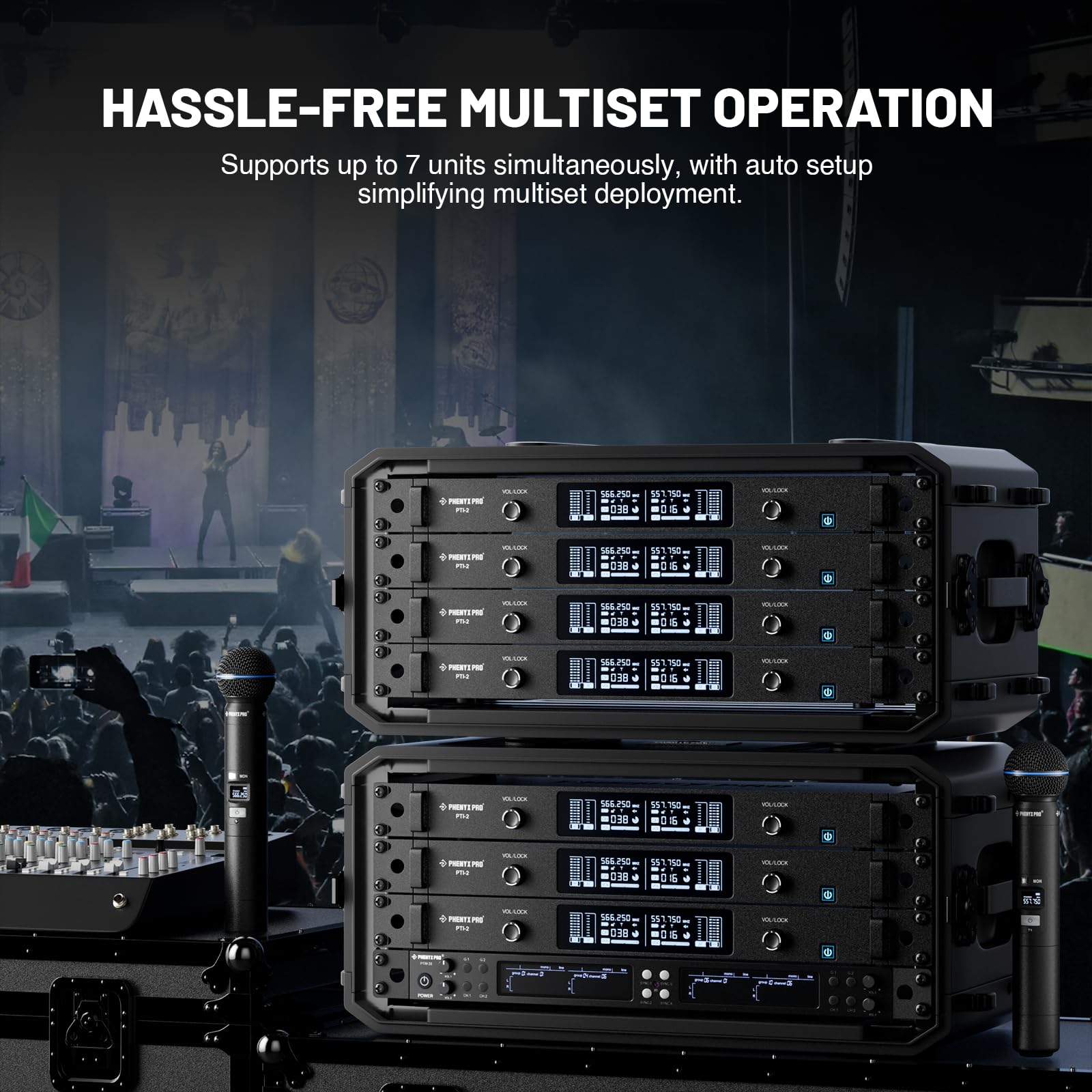 Phenyx Pro UHF Dual Auto Scan Talkback Smart Wireless Mic System PTI-2