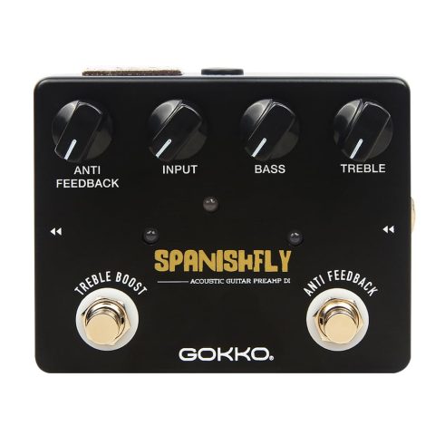 GOKKO Acoustic Pedal SPANISHFLY GK-32 – Preamp & DI Box for Acoustic Guitars with Anti – Feedback and Treble Boost Features