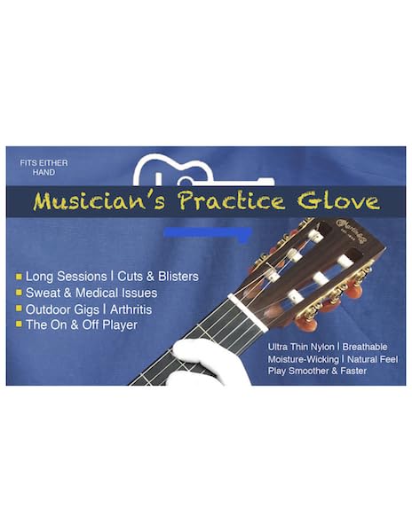 MUSICIANS PRACTICE GLOVE – 1 Glove – Finger & Hand issues (Medium, White)