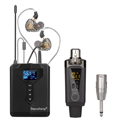 Depusheng Wireless in Ear Monitor System with Transmitter Clip on Receiver Automatic Pairing in-Ear Monitoring for Studio,Guitar,DJ,Live Performance
