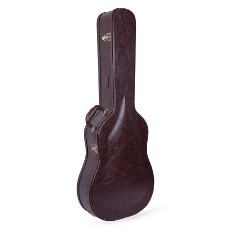 Crossrock Wooden Dreadnought Acoustic Guitar Case | Arched Top, Padded Interior, Lock & Storage – Fits Martin D-28, Taylor 210, Yamaha FG -Vintage Brown(CRW600DBR)