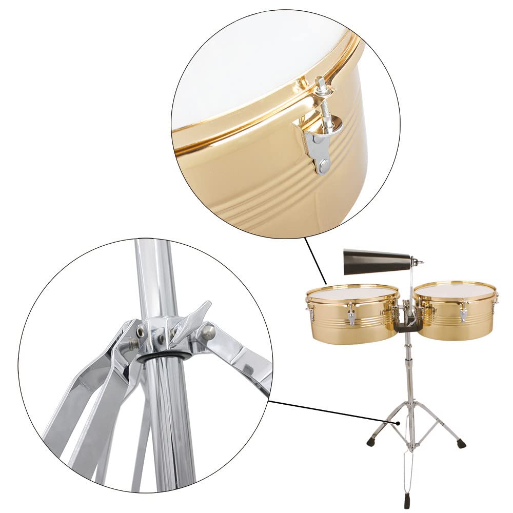 Ktaxon 13 Inch & 14 Inch Timbales Drum Set, Gold