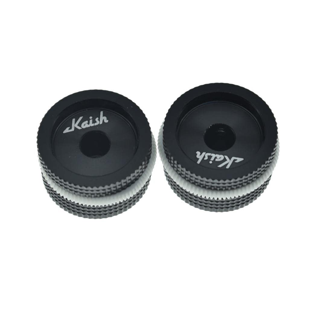 KAISH 2-Pack 63/64″(25mm) Diam. Aluminium Potentiometer Knobs 1/4″ Universal Metal Pot Knobs for Guitar/Bass/AMPS Amplifier/Power Amplifier/Preamps/Audio Equipments Black with White Rubber o-ring